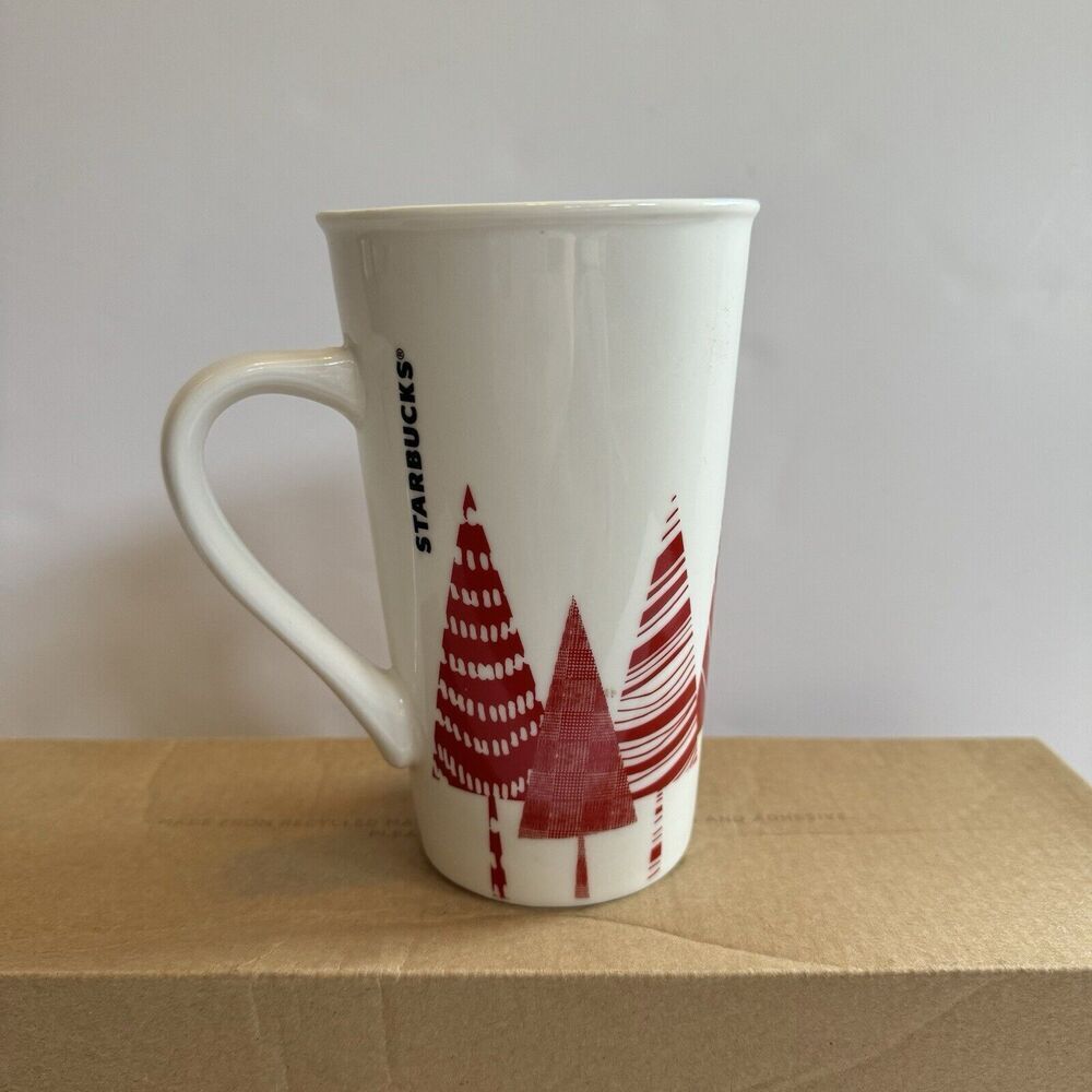 Starbucks 2017 Ceramic Holiday Red Christmas Tree 16 OZ coffee mug